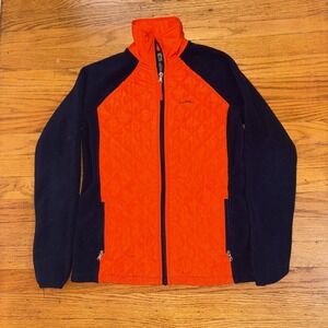 Ralph Lauren LRL Active Women Orange Blue Puffer Zip Quilted Jacket Size XS